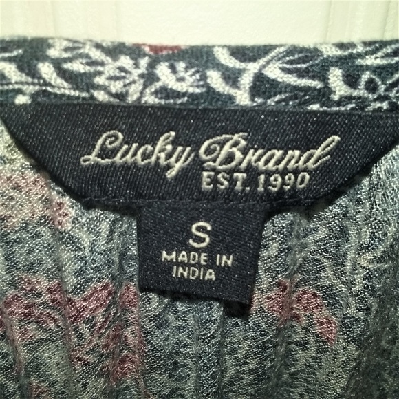 Lucky Brand | Blue red floral long sleeve top sz S - Picture 3 of 5